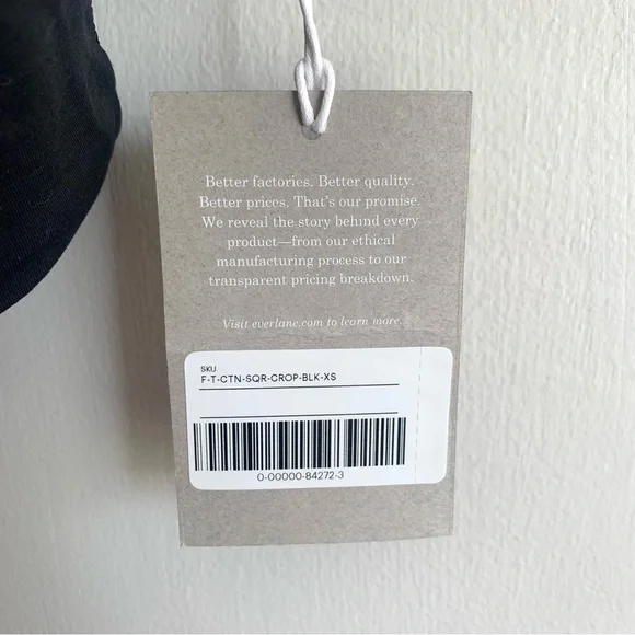 New Everlane The Cropped Square Neck Cami in Black Size XS - Picture 4 of 9